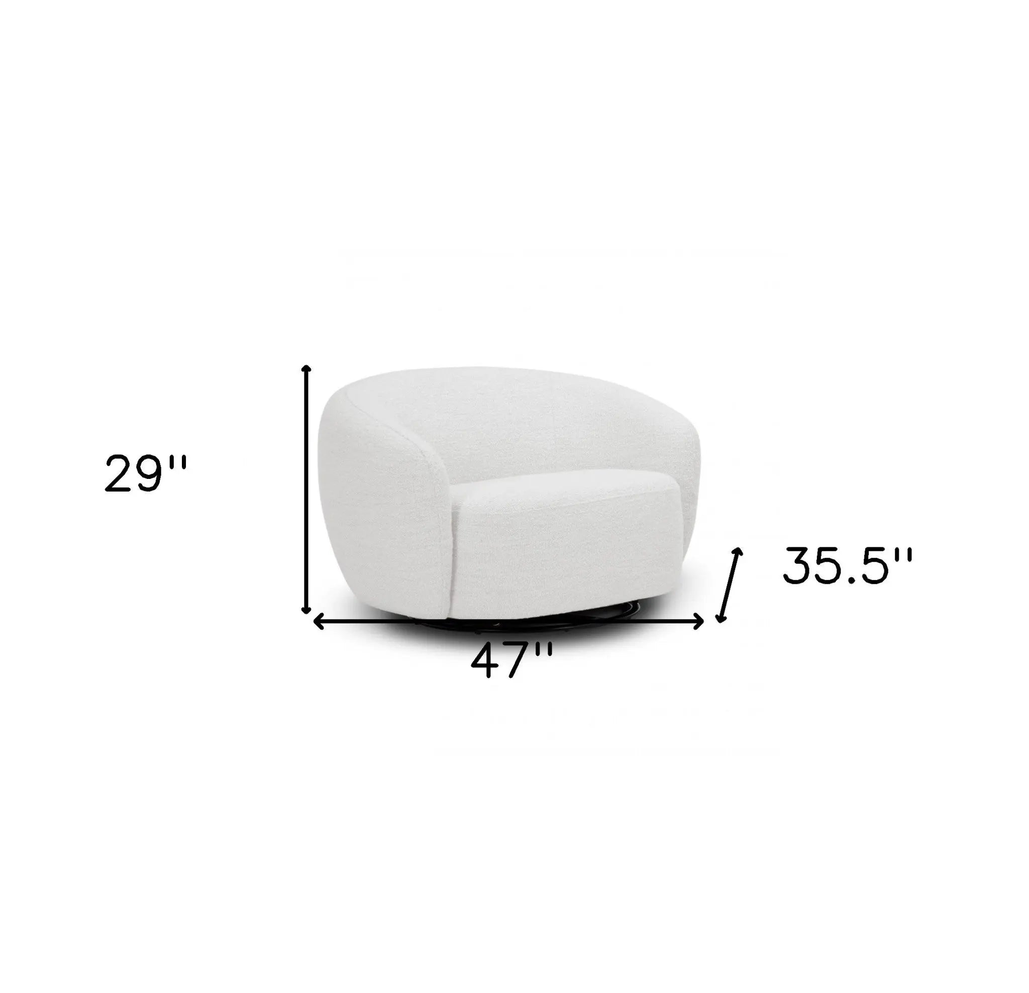 47" Off White And Black Upholstered Swivel Barrel Chair Homeroots Living Room