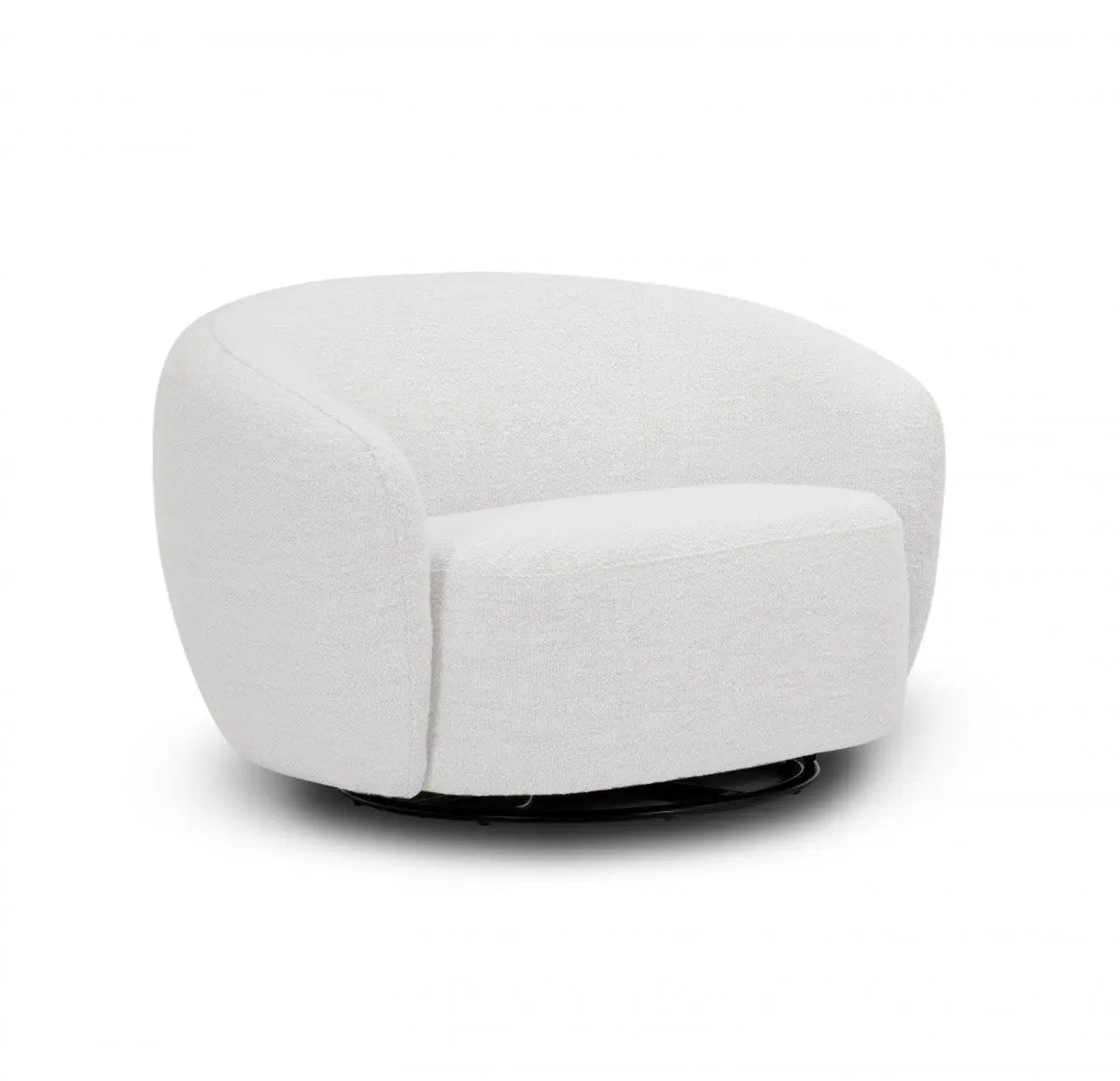 47" Off White And Black Upholstered Swivel Barrel Chair Homeroots Living Room