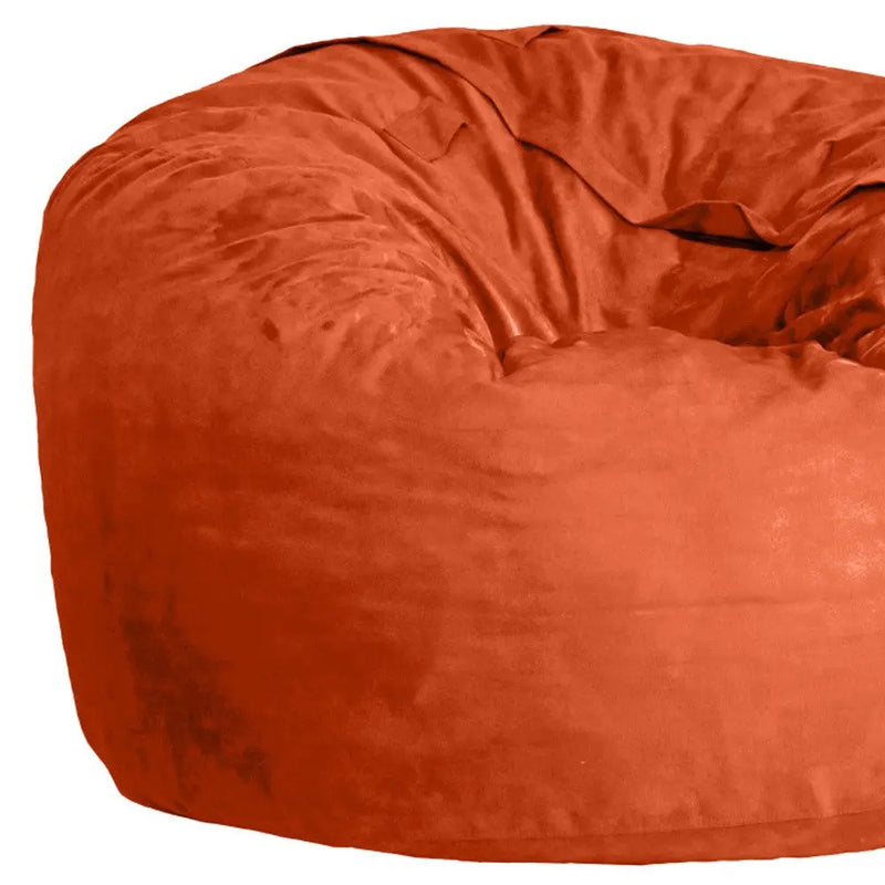 47" Orange Microsuede Classic Bean Bag Homeroots Living Room