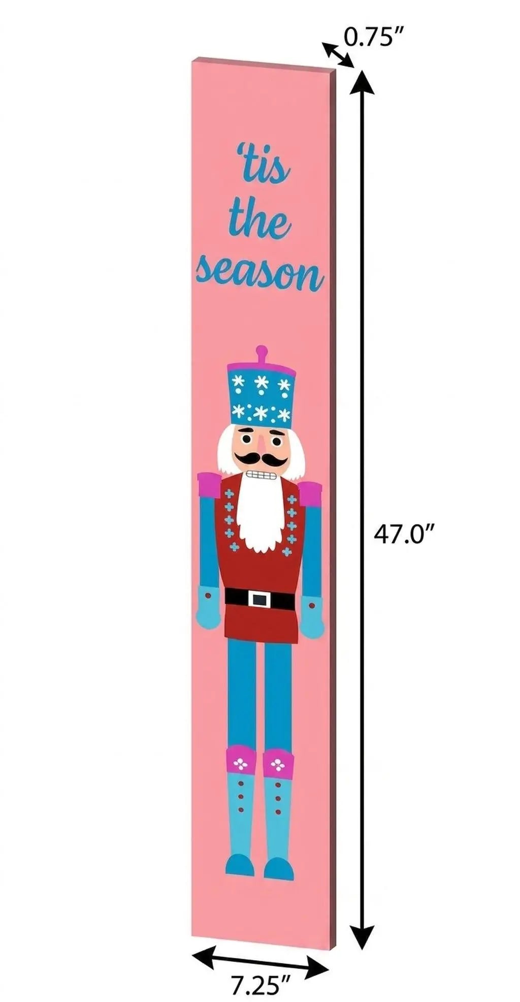 47" Pink And Blue Solid Wood Christmas Nutcracker Porch Sign Homeroots Outdoor