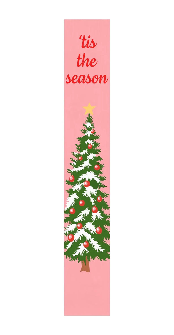 47" Pink And Green Solid Wood Christmas Christmas Tree Porch Sign Homeroots Outdoor