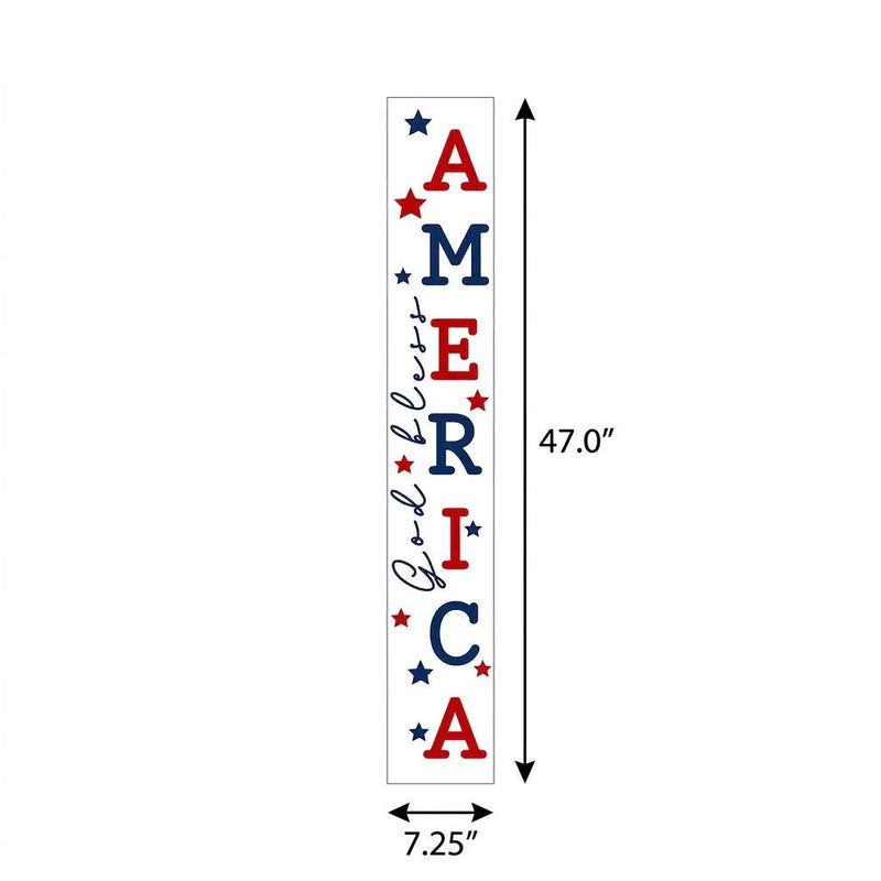 47" Red White And Blue Solid Wood God Bless America Porch Sign Homeroots Outdoor