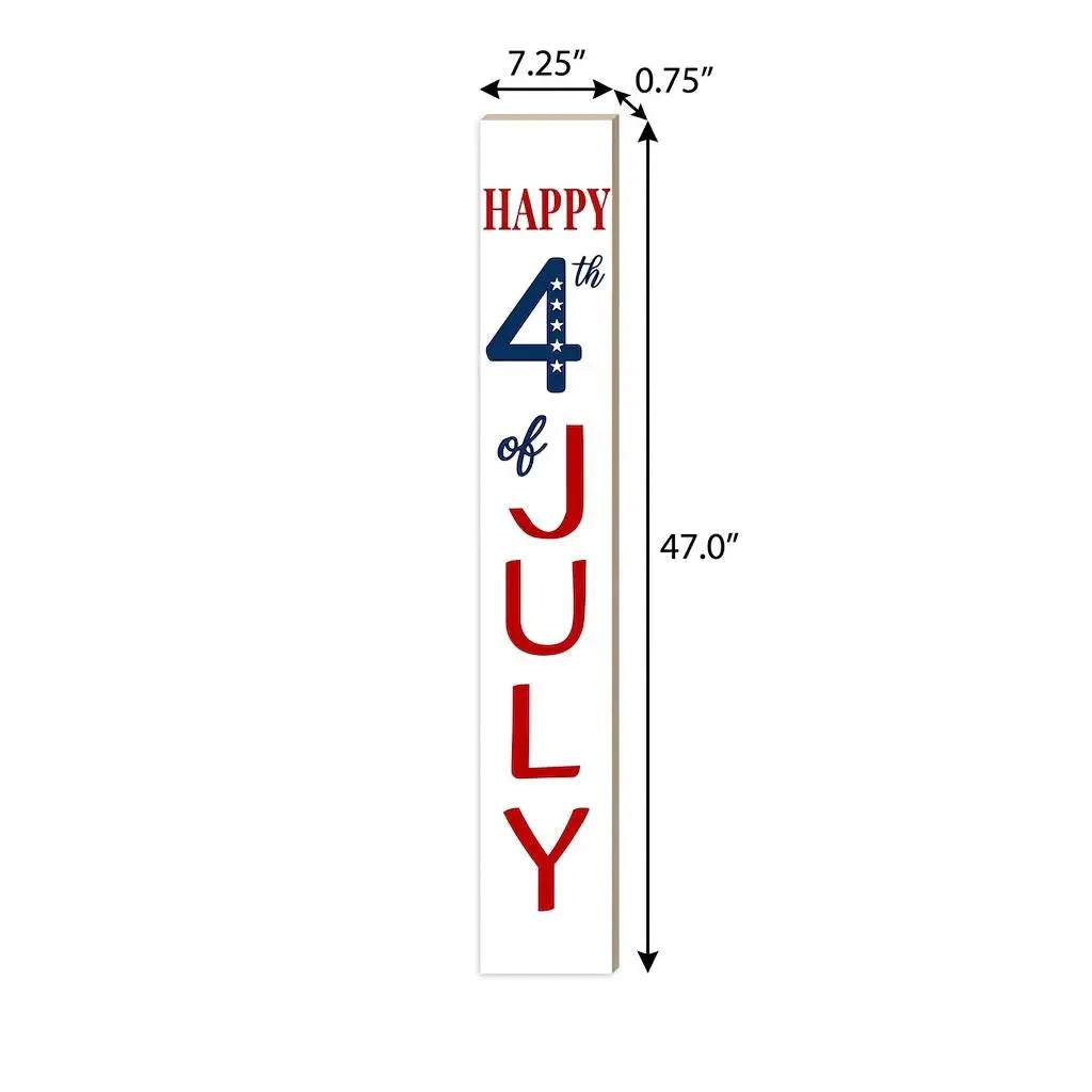 47" Red White And Blue Solid Wood Happy July 4th Porch Sign Homeroots Outdoor