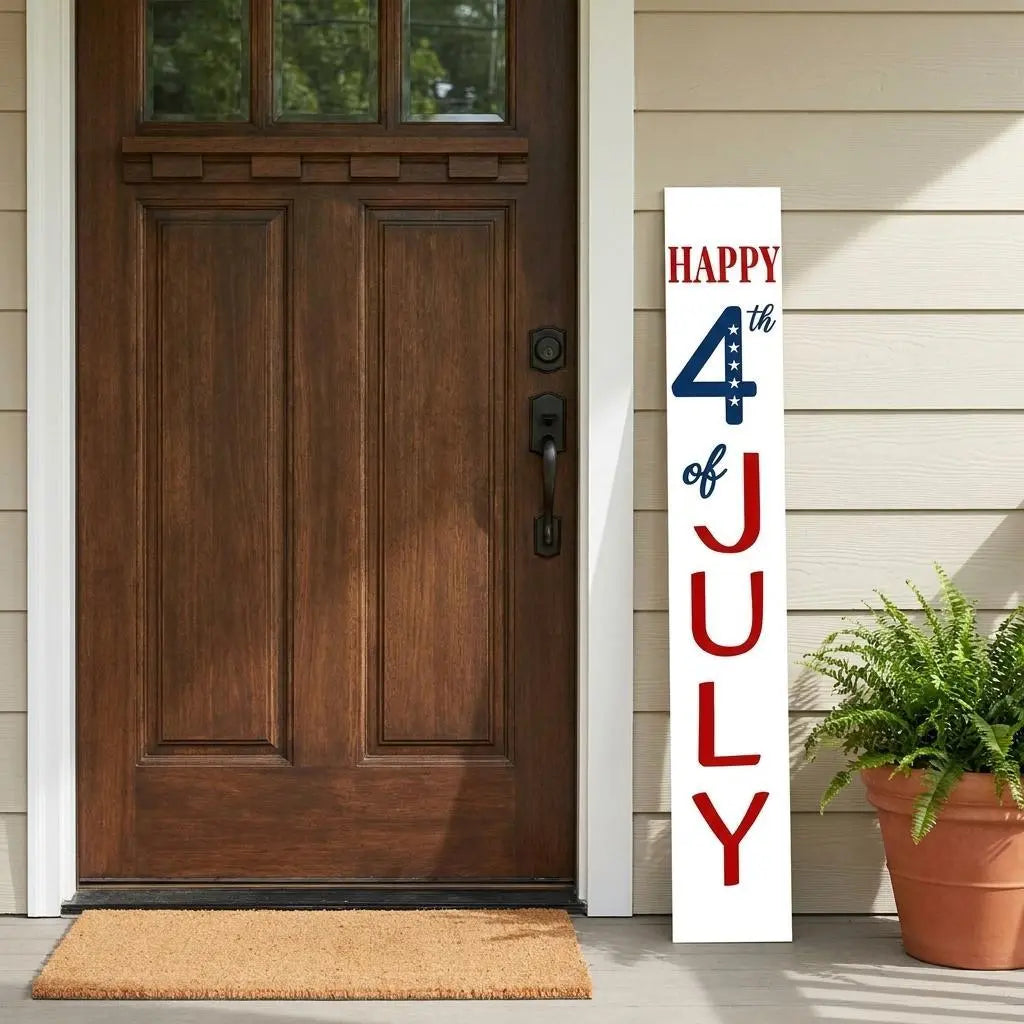 47" Red White And Blue Solid Wood Happy July 4th Porch Sign Homeroots Outdoor