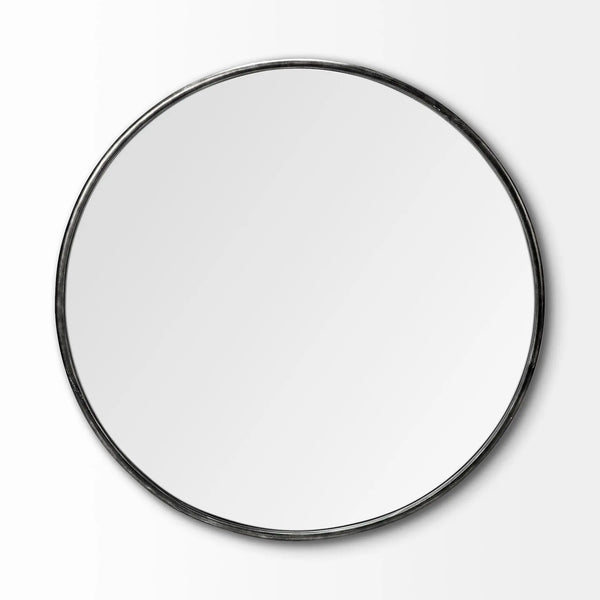 47" Round Black Metal Frame Wall Mirror Homeroots Bed & Bath