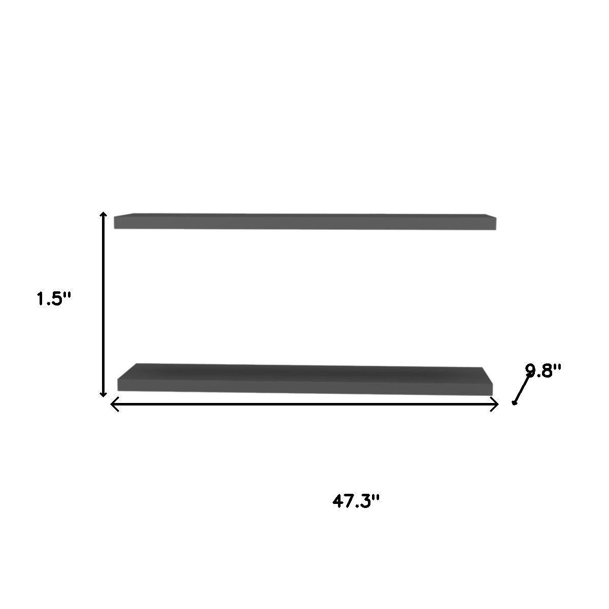 47" Set Of Two Dark Gray Wood Wall Mounted Floating Shelves - GreatEagleInc