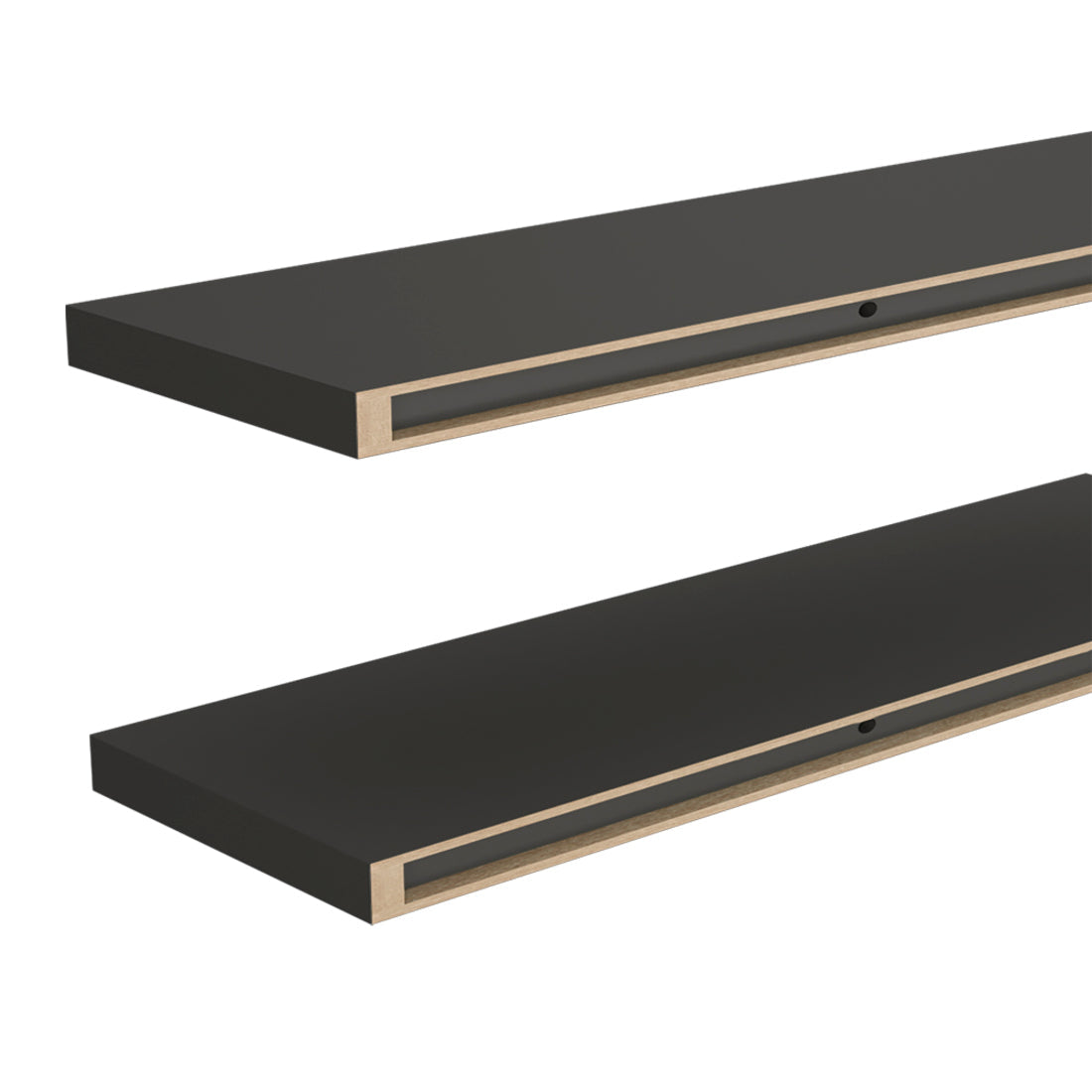 47" Set Of Two Dark Gray Wood Wall Mounted Floating Shelves - GreatEagleInc