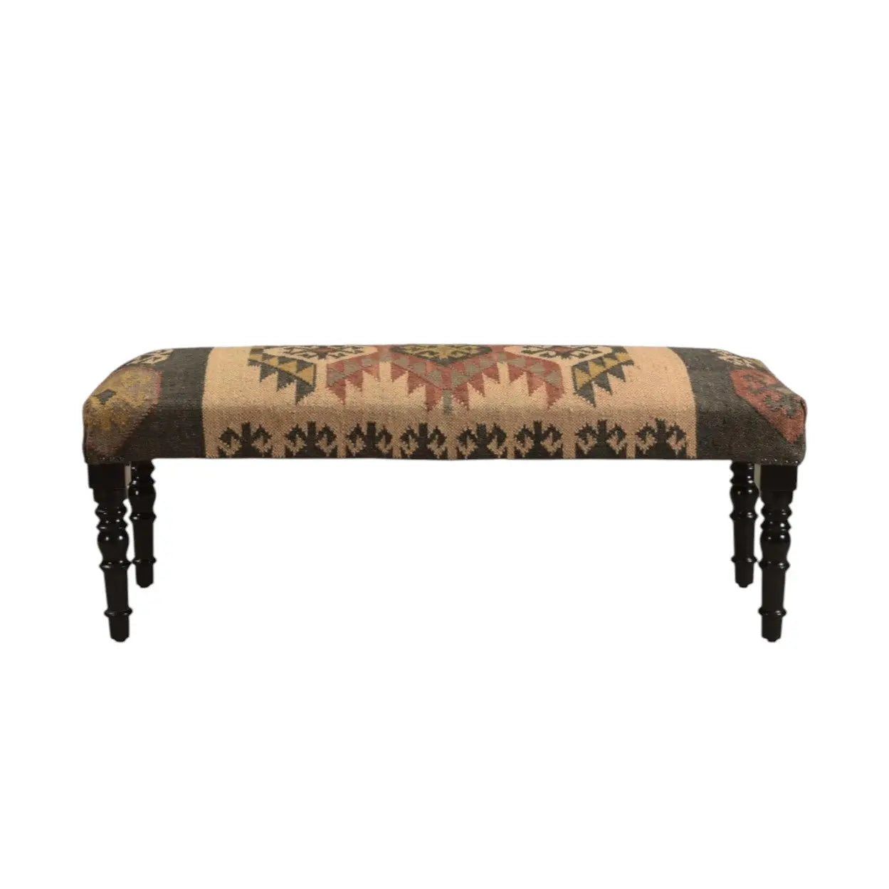 47" Shades of Brown Black Leg Southwest Upholstered Bench Homeroots Living Room