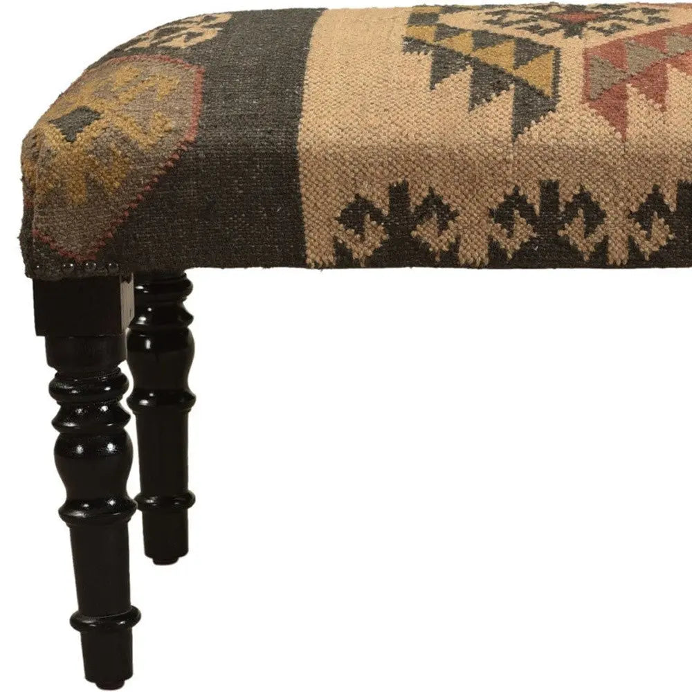 47" Shades of Brown Black Leg Southwest Upholstered Bench Homeroots Living Room