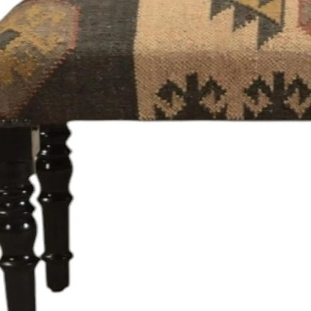 47" Shades of Brown Black Leg Southwest Upholstered Bench Homeroots Living Room