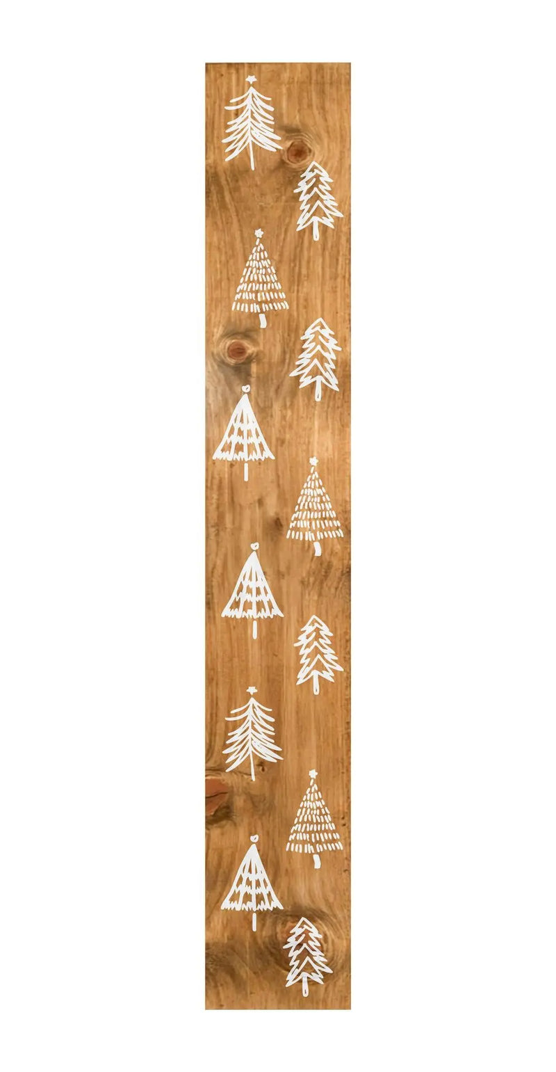 47" Tan And White Solid Wood Christmas Christmas Trees Porch Sign Homeroots Outdoor