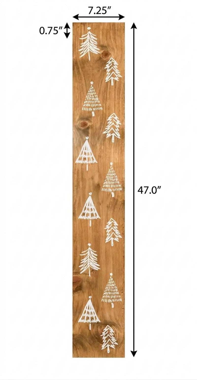 47" Tan And White Solid Wood Christmas Christmas Trees Porch Sign Homeroots Outdoor