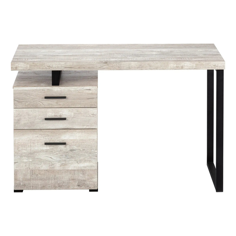 24" Taupe and Black Computer Desk With Three Drawers - GreatEagleInc
