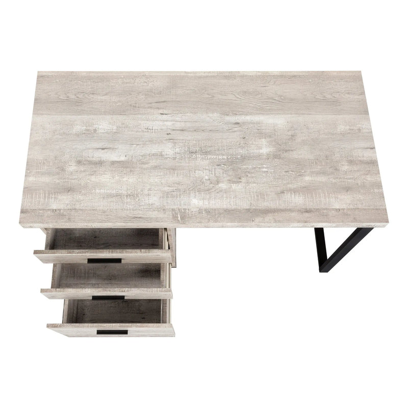 24" Taupe and Black Computer Desk With Three Drawers - GreatEagleInc