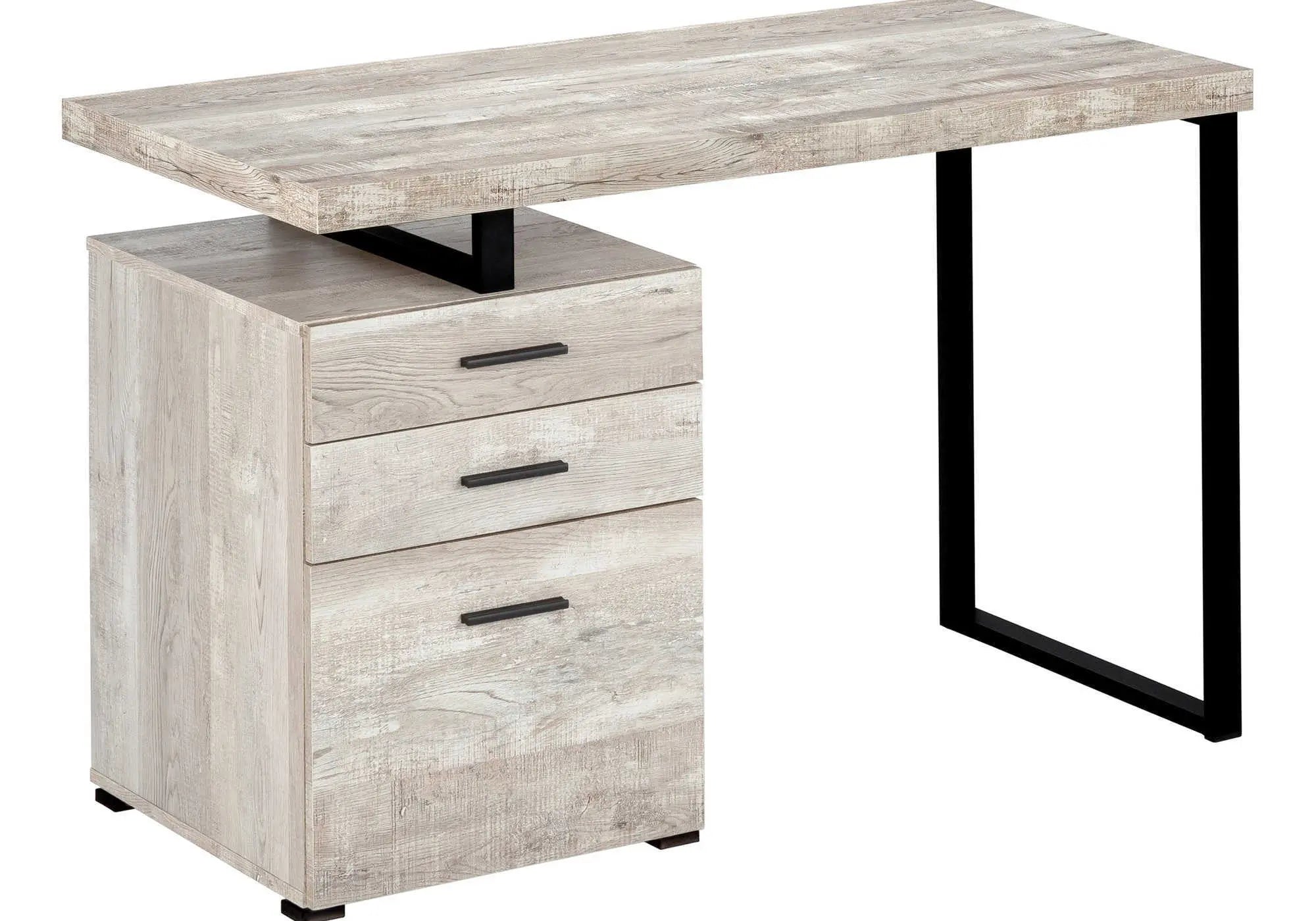 24" Taupe and Black Computer Desk With Three Drawers - GreatEagleInc
