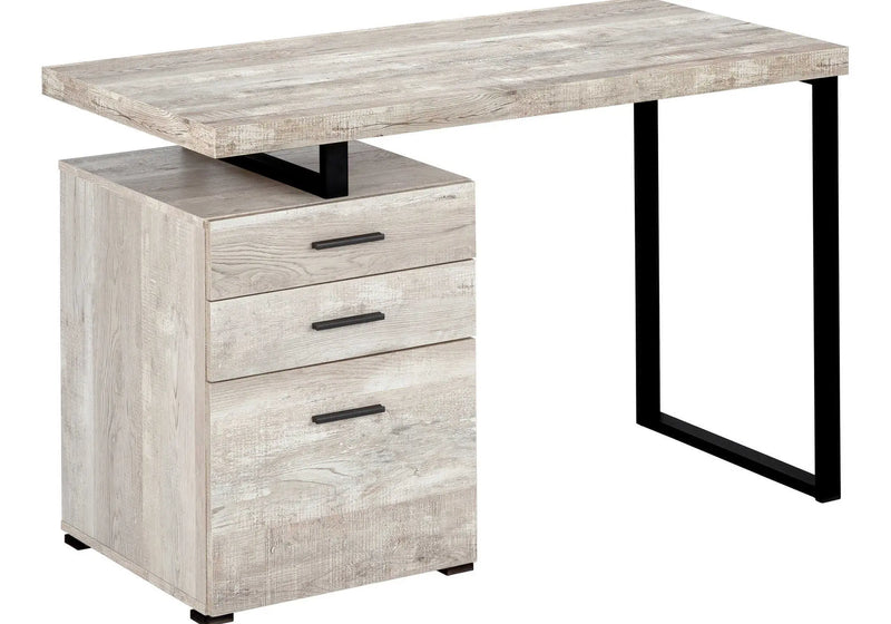 24" Taupe and Black Computer Desk With Three Drawers - GreatEagleInc