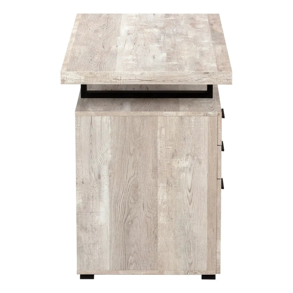 24" Taupe and Black Computer Desk With Three Drawers - GreatEagleInc