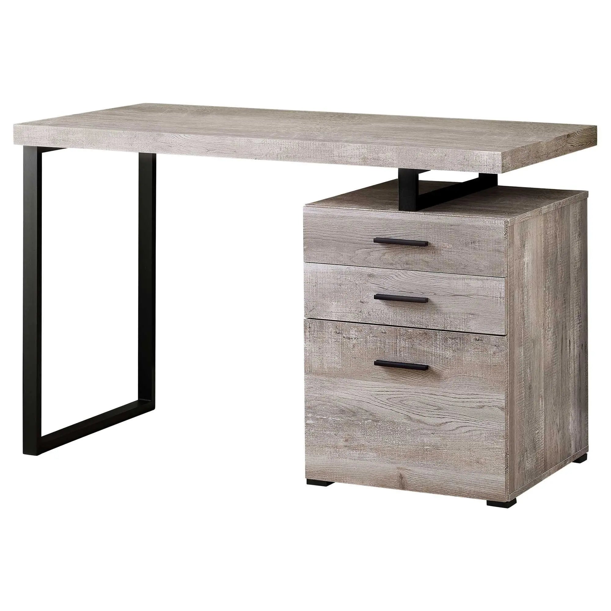 24" Taupe and Black Computer Desk With Three Drawers - GreatEagleInc