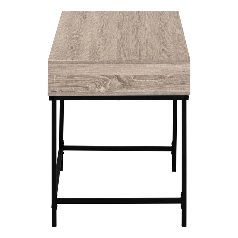 47" Taupe and Black Wood and Metal H-Shape Computer Desk With Two Drawers Homeroots Office