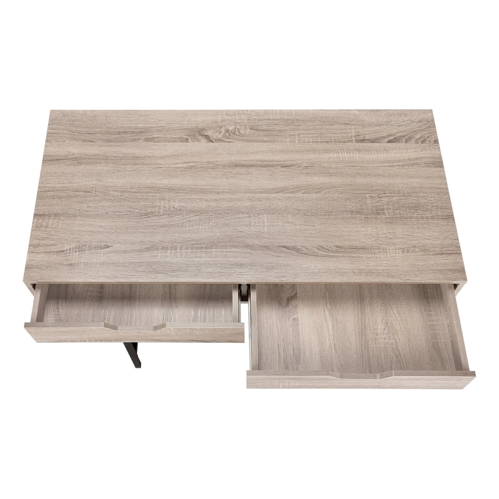 47" Taupe and Black Wood and Metal H-Shape Computer Desk With Two Drawers Homeroots Office