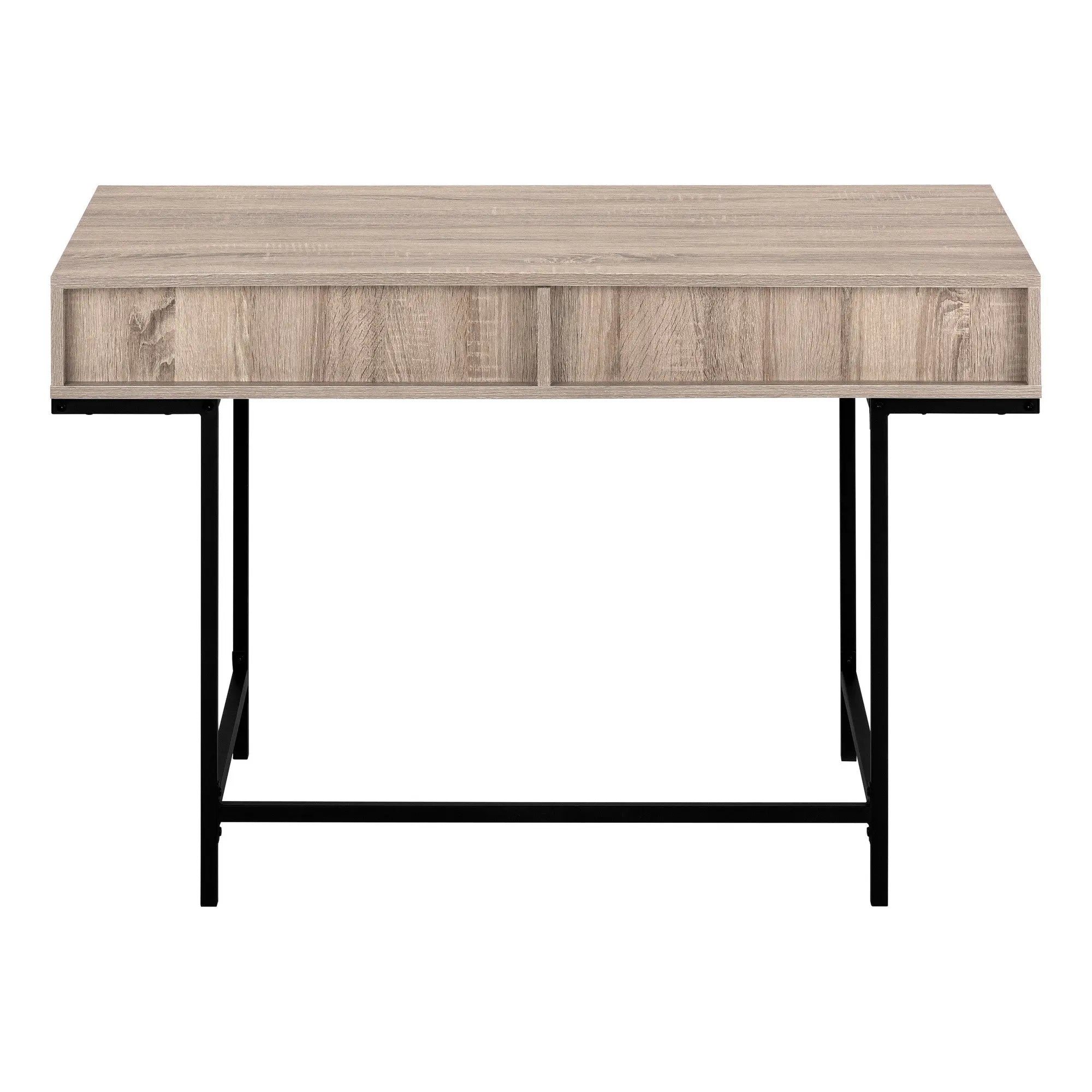 47" Taupe and Black Wood and Metal H-Shape Computer Desk With Two Drawers Homeroots Office