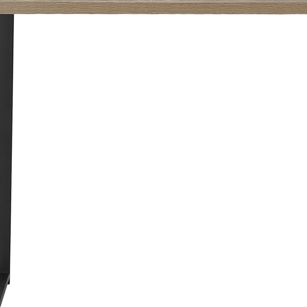 47" Taupe and Black Wood and Metal Sled Computer Desk Homeroots Office