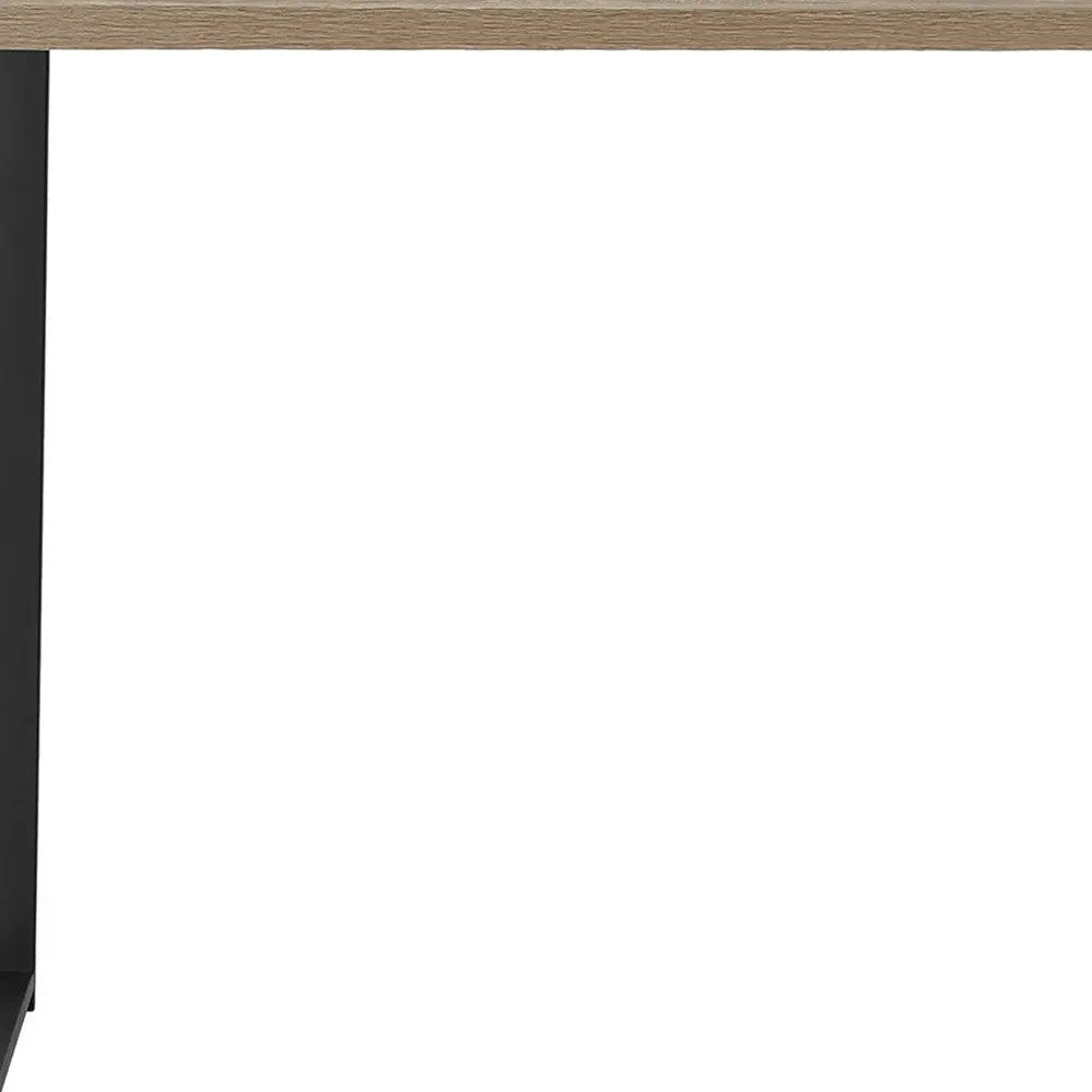 47" Taupe and Black Wood and Metal Sled Computer Desk Homeroots Office