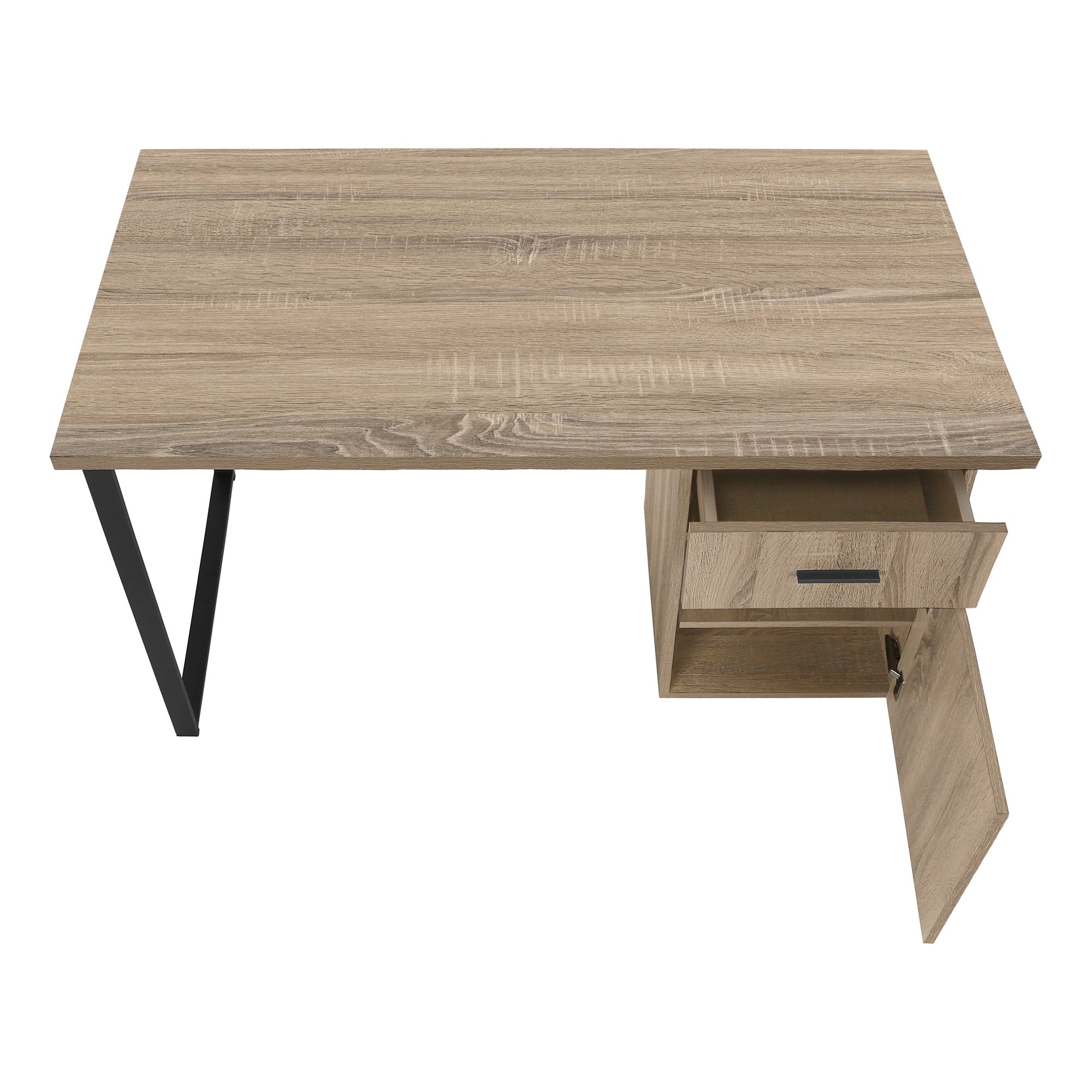 47" Taupe and Black Wood and Metal Sled Computer Desk Homeroots Office