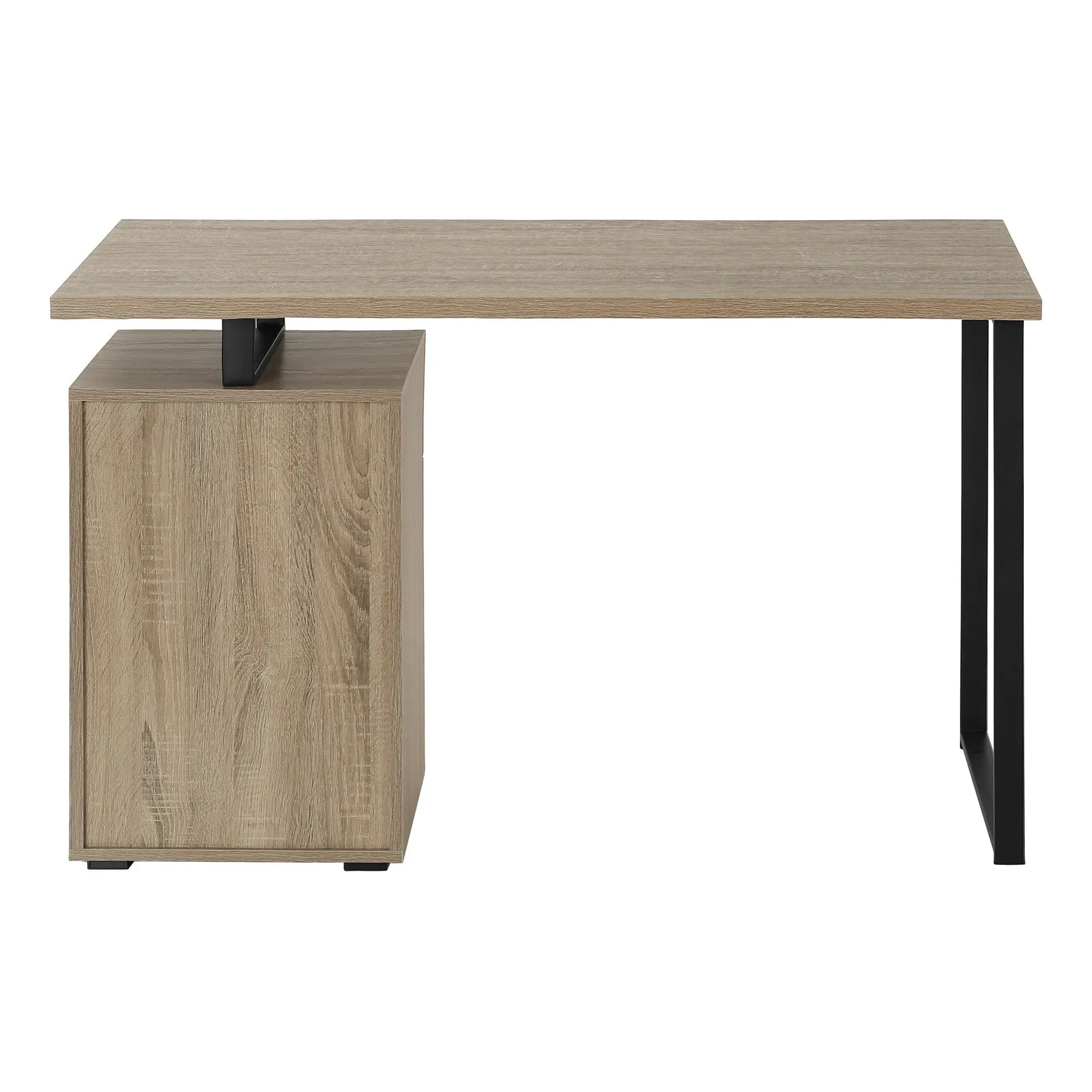 47" Taupe and Black Wood and Metal Sled Computer Desk Homeroots Office