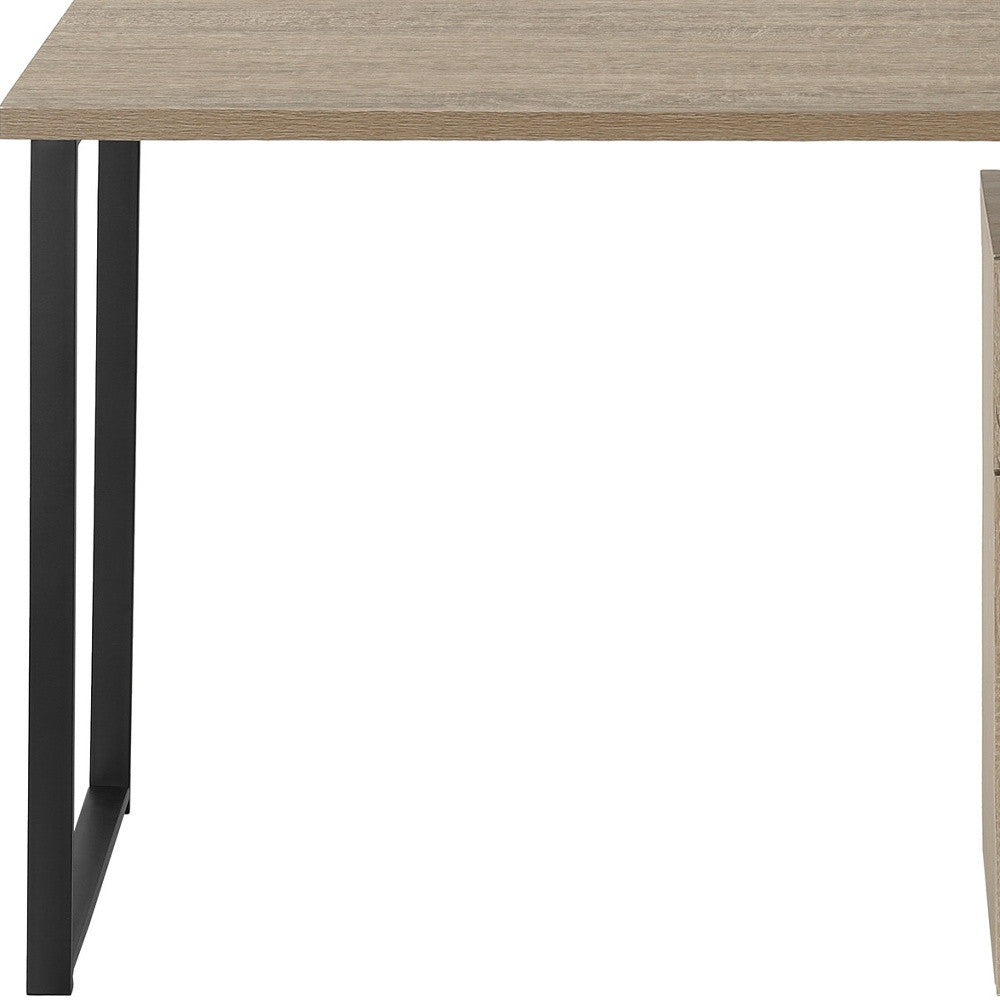 47" Taupe and Black Wood and Metal Sled Computer Desk Homeroots Office