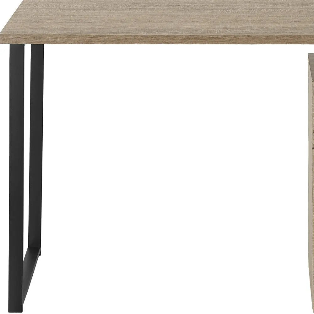 47" Taupe and Black Wood and Metal Sled Computer Desk Homeroots Office