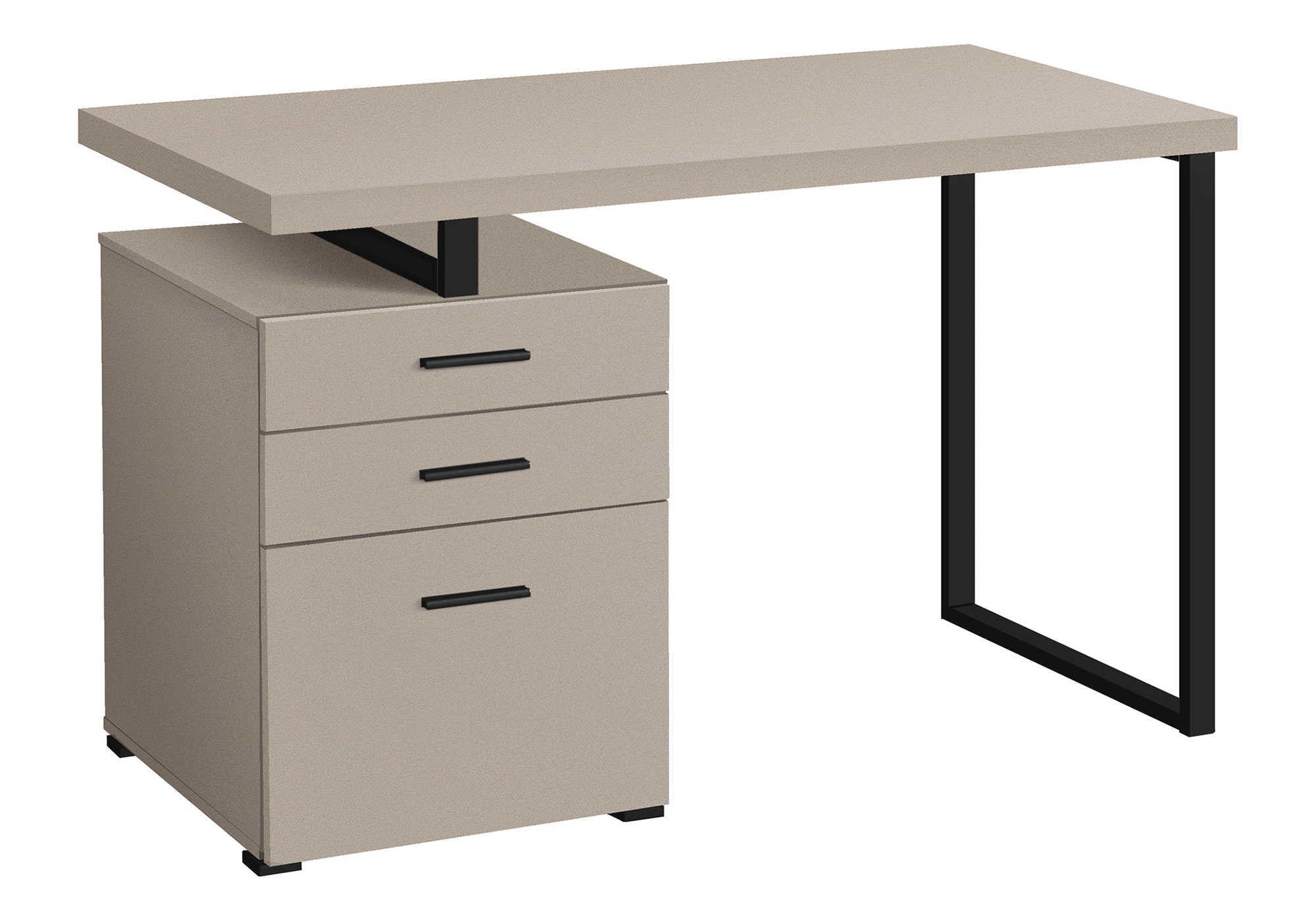 47" Taupe and Black Wood and Metal Sled Computer Desk With Three Drawers Homeroots Office