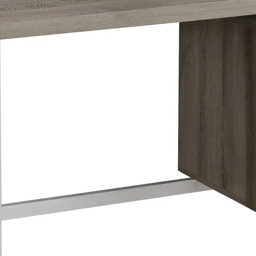 24" Taupe and Silver Computer Desk With Two Drawers - GreatEagleInc