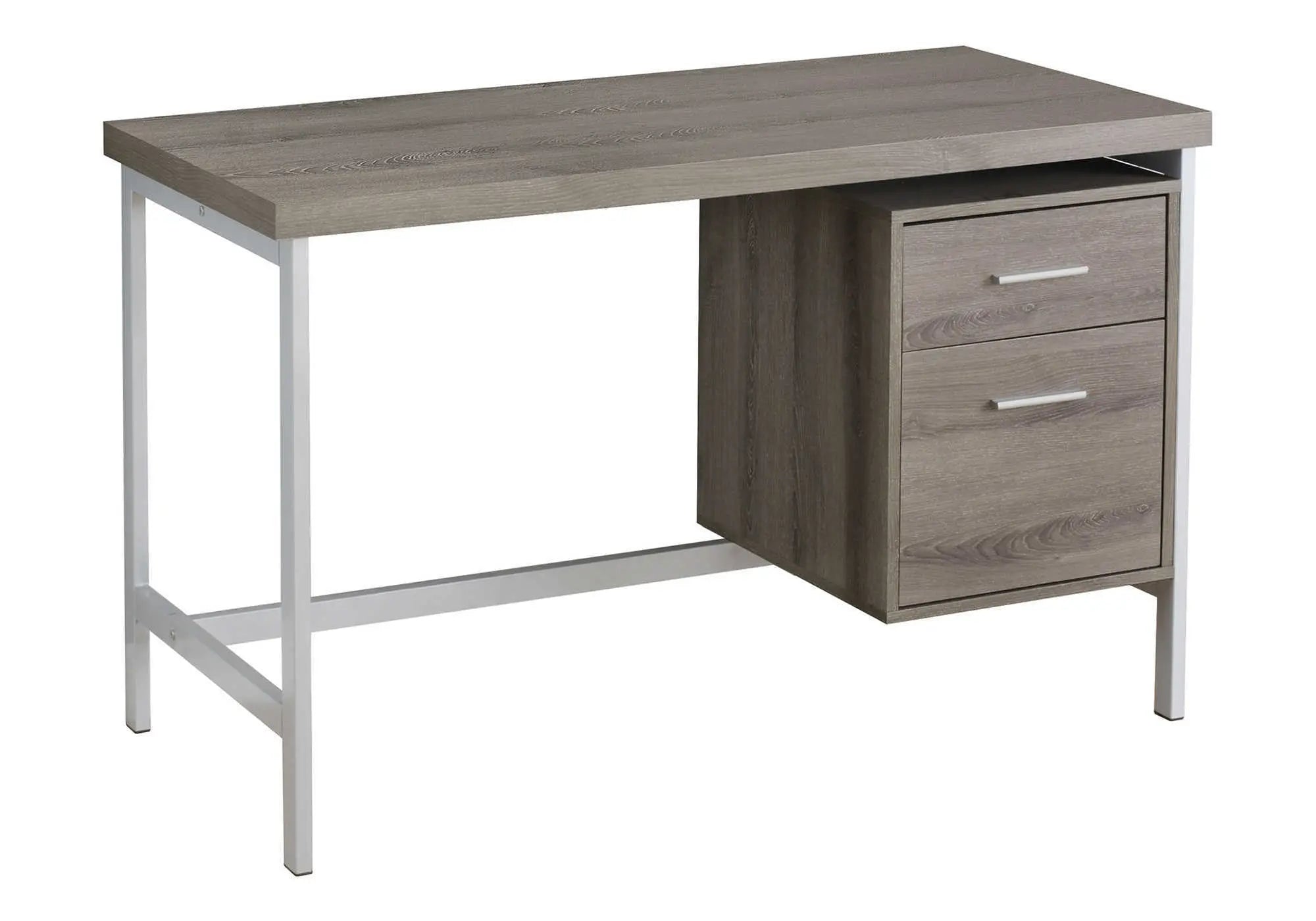 24" Taupe and Silver Computer Desk With Two Drawers - GreatEagleInc