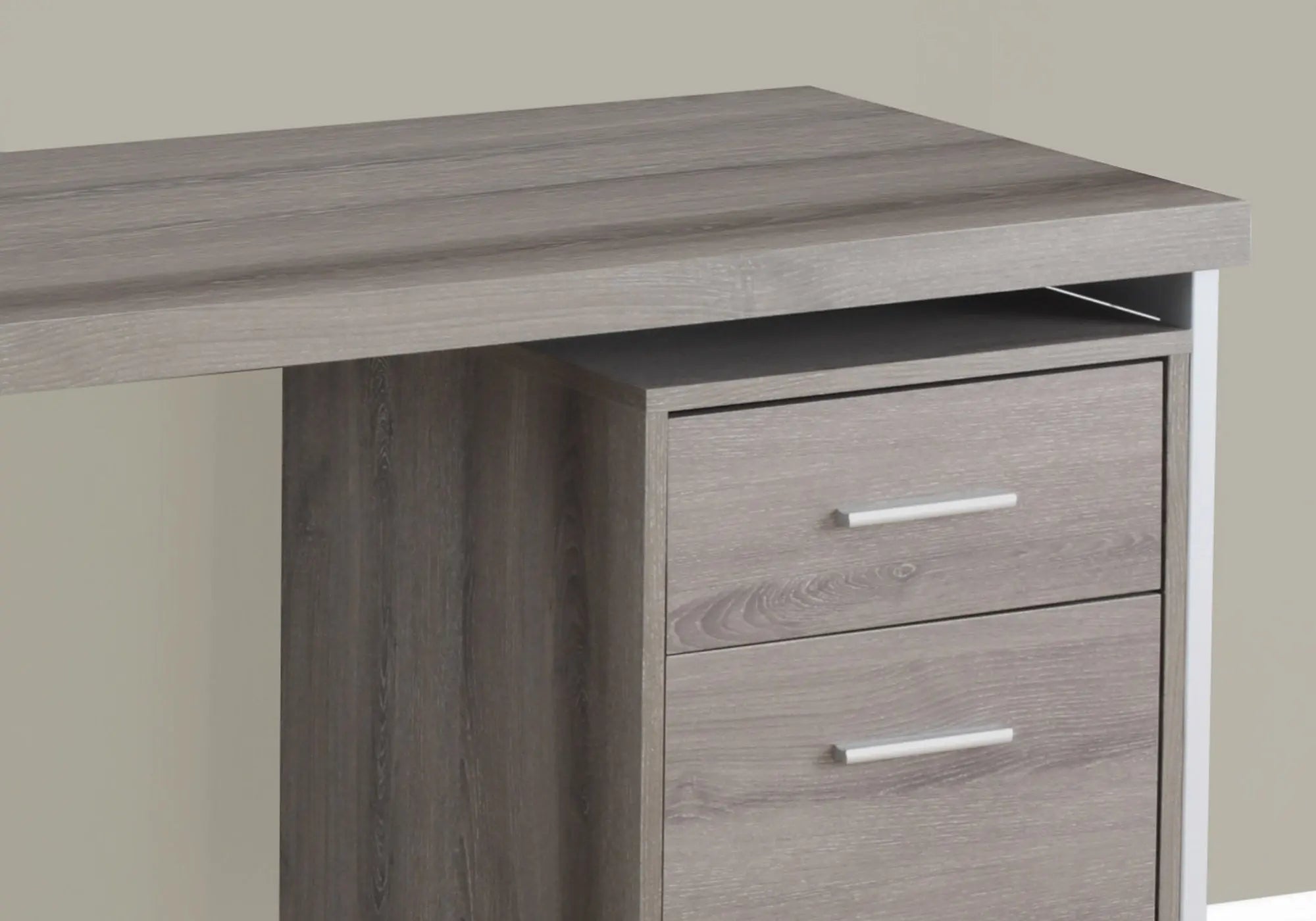 24" Taupe and Silver Computer Desk With Two Drawers - GreatEagleInc