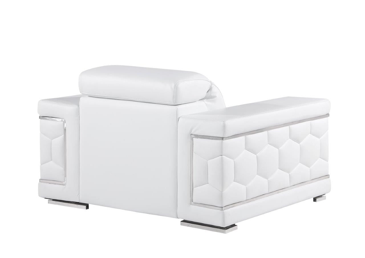 47" White And Silver Genuine Leather Club Chair - GreatEagleInc