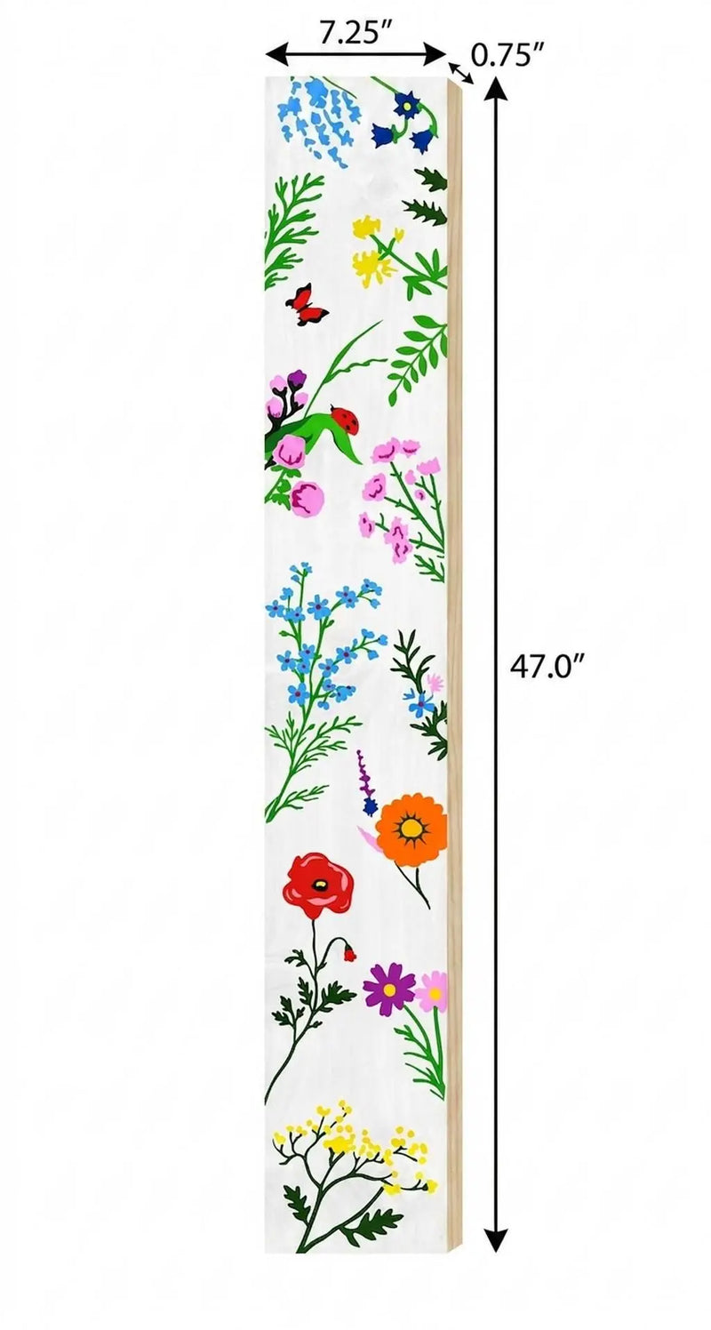 47" White Blue And Green Solid Wood Floral Bouquet Porch Sign Homeroots Outdoor