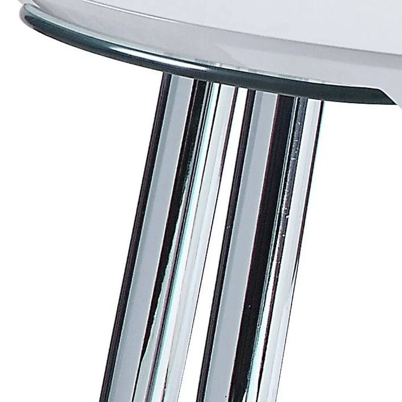 47" White Clear and Silver Wood And Glass And Metal Coffee Table - GreatEagleInc