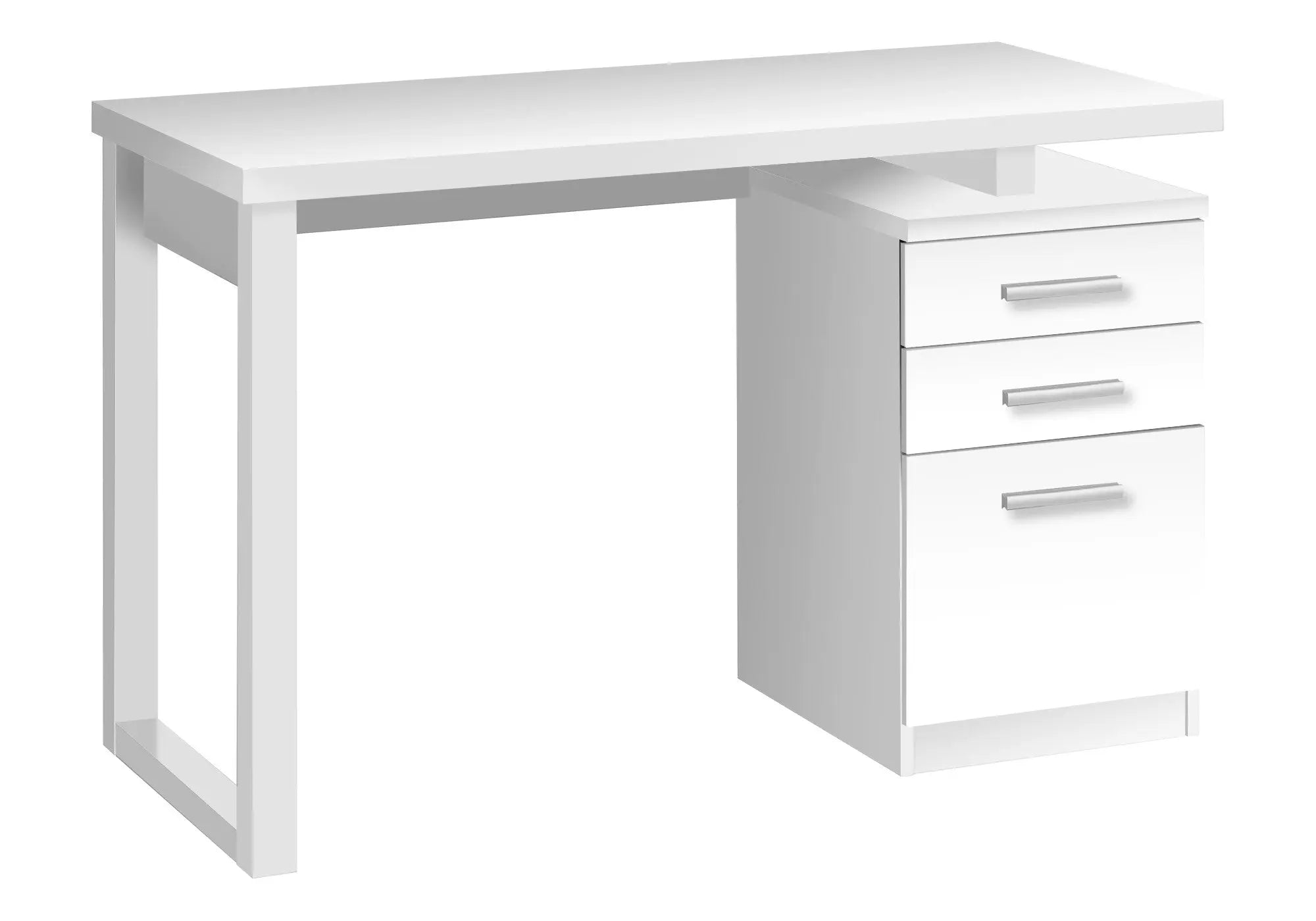 47" White Computer Desk With Three Drawers Homeroots Office