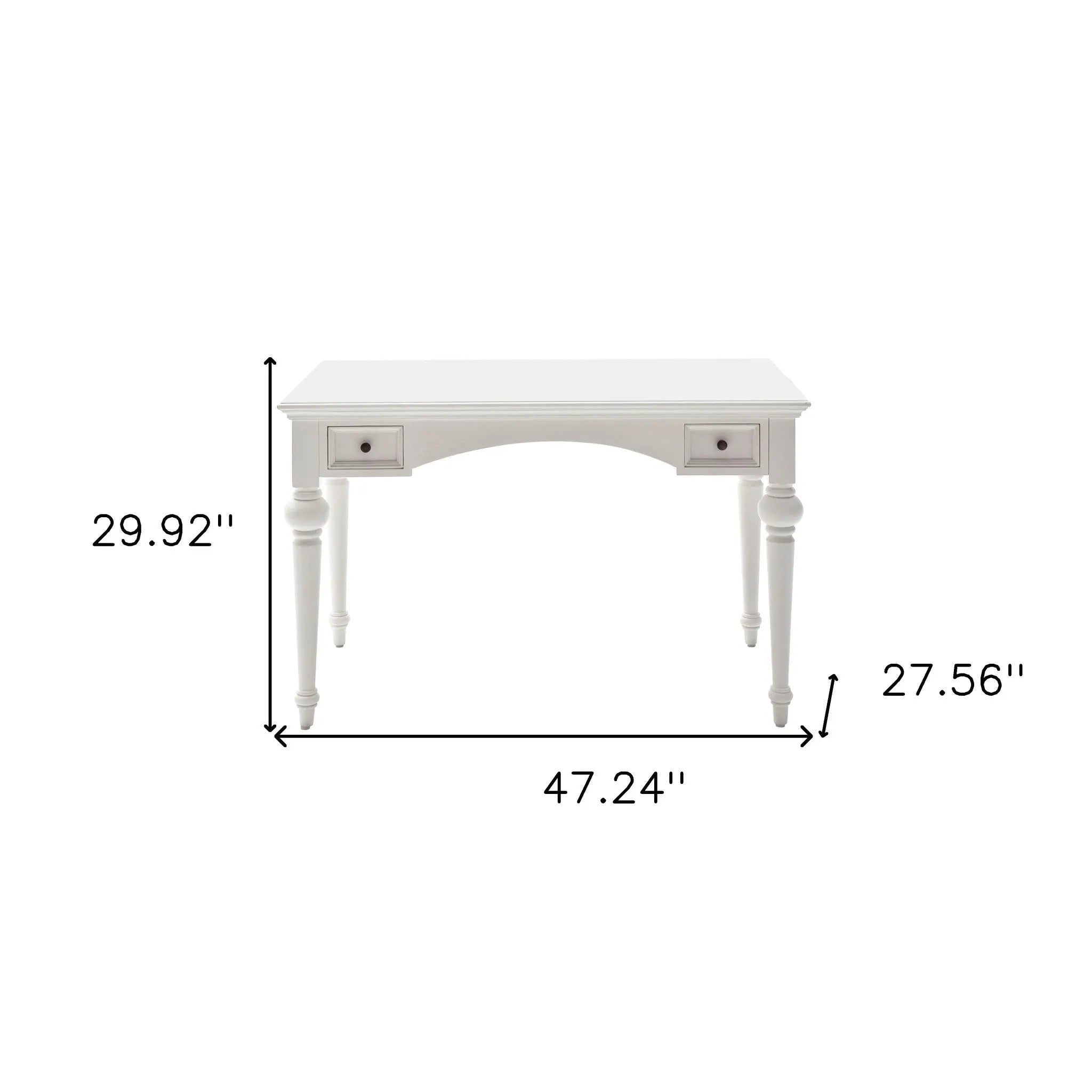47" White Computer Desk With Two Drawers Homeroots Office