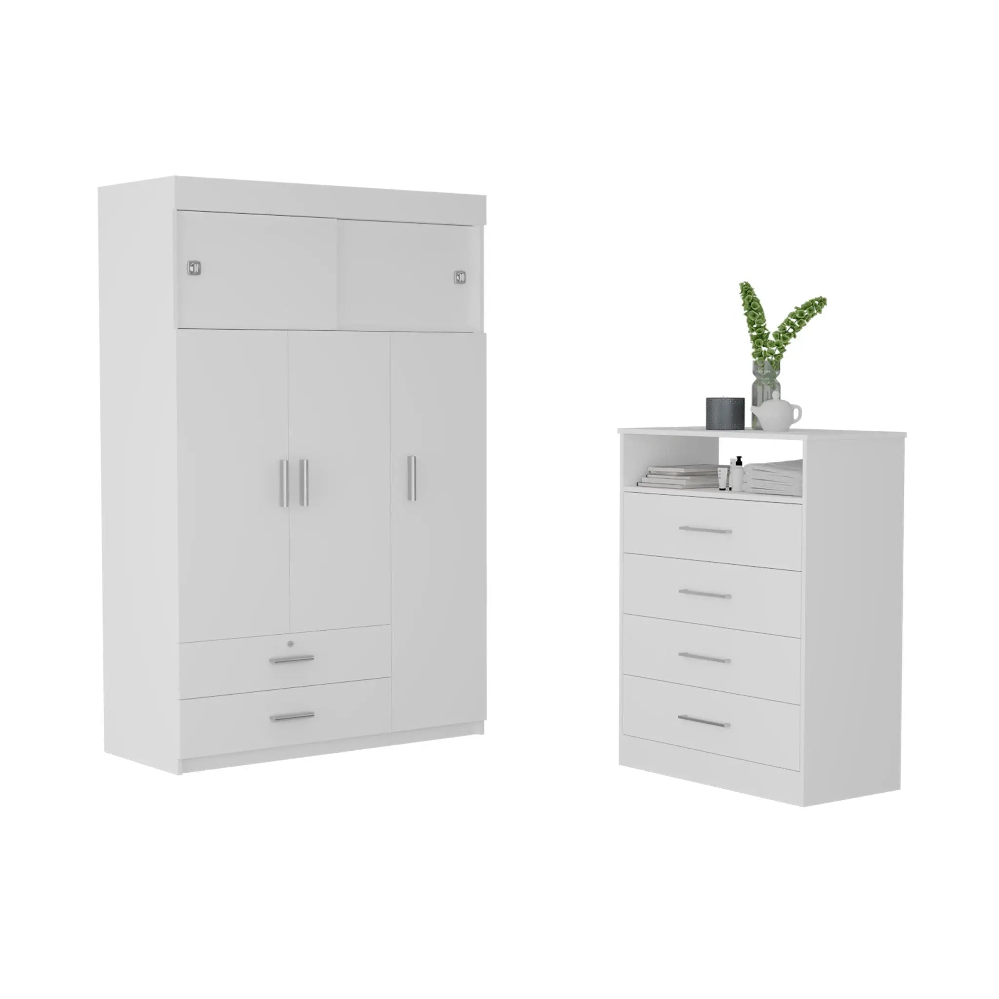 47" White Four Drawer Dresser Homeroots Bed & Bath