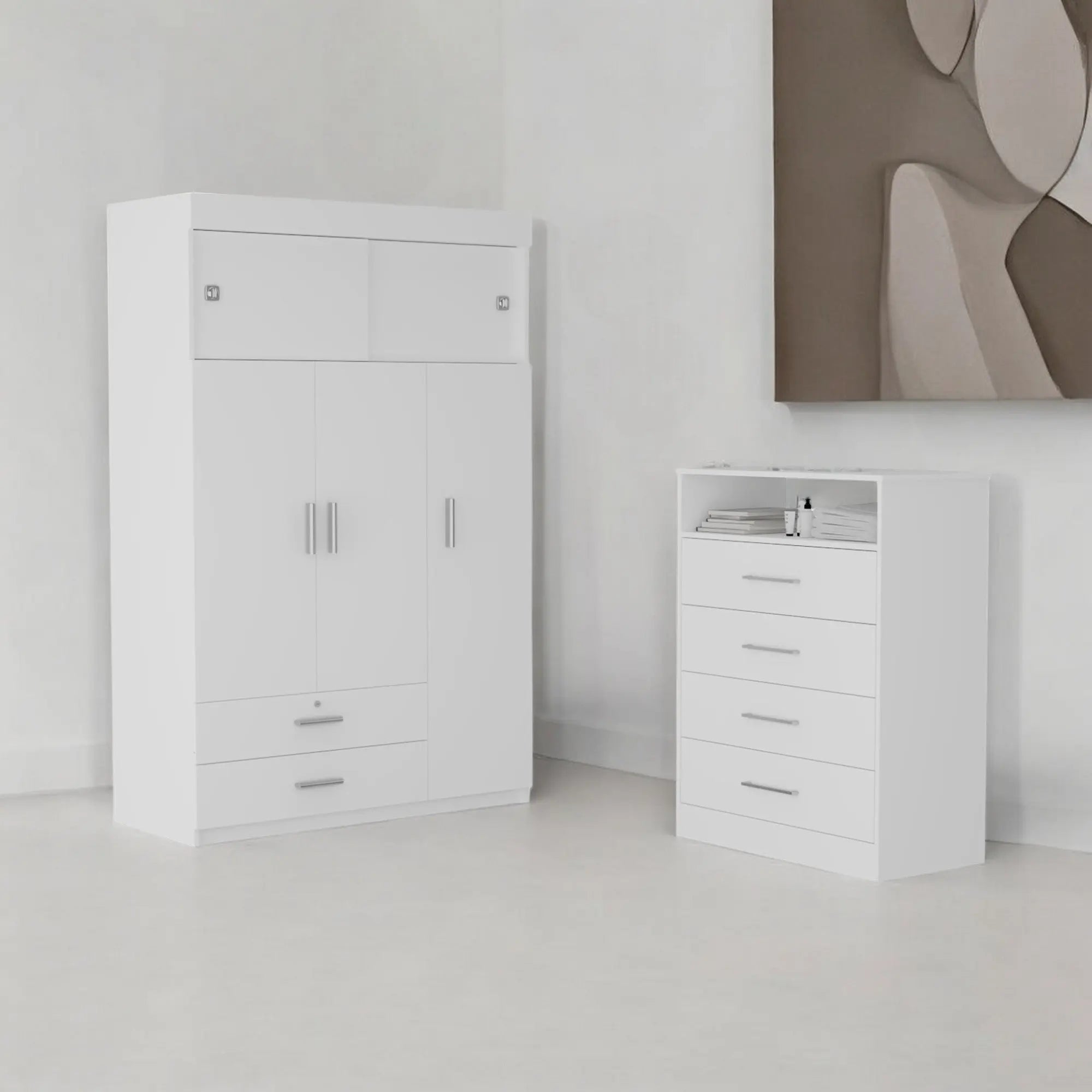 47" White Four Drawer Dresser Homeroots Bed & Bath
