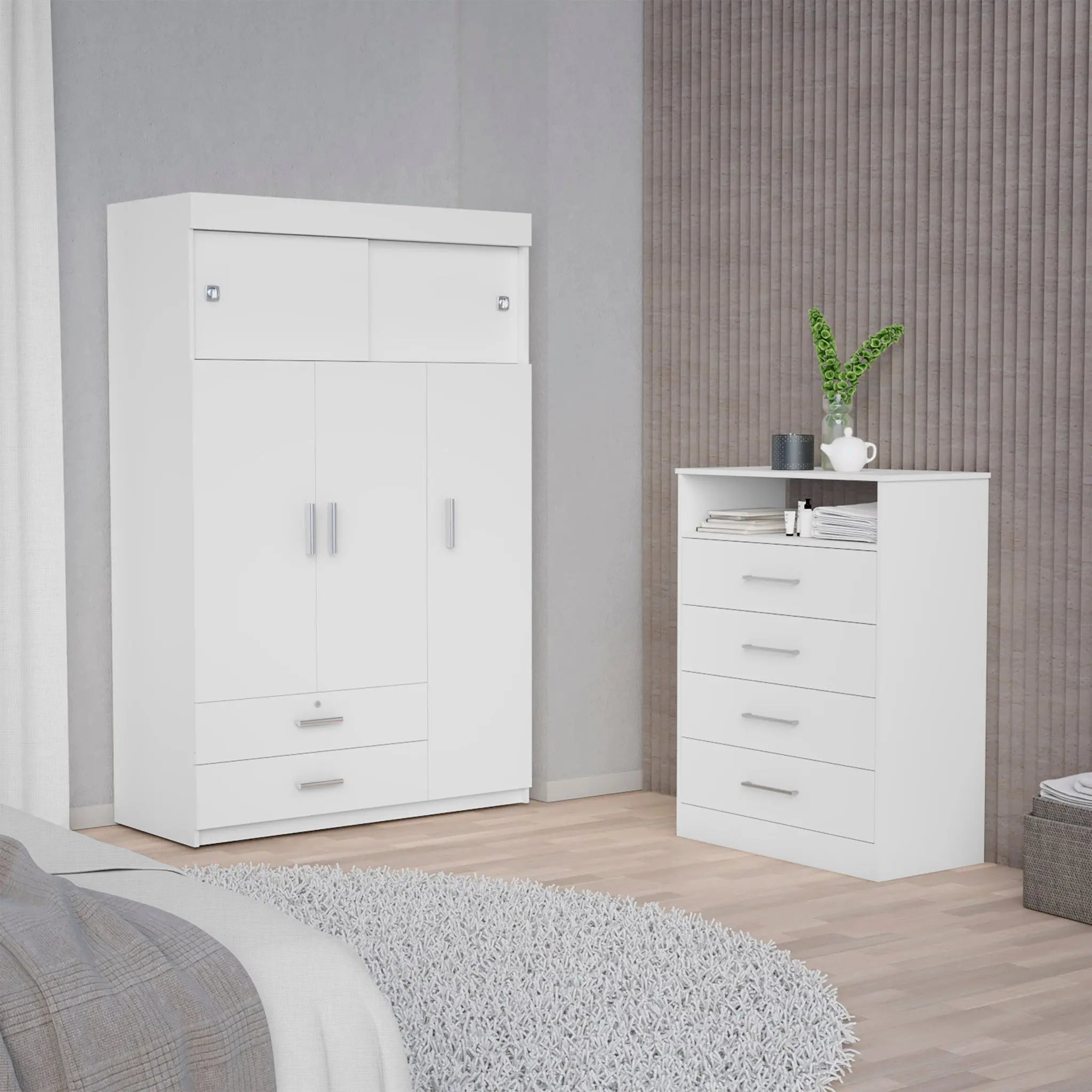 47" White Four Drawer Dresser Homeroots Bed & Bath