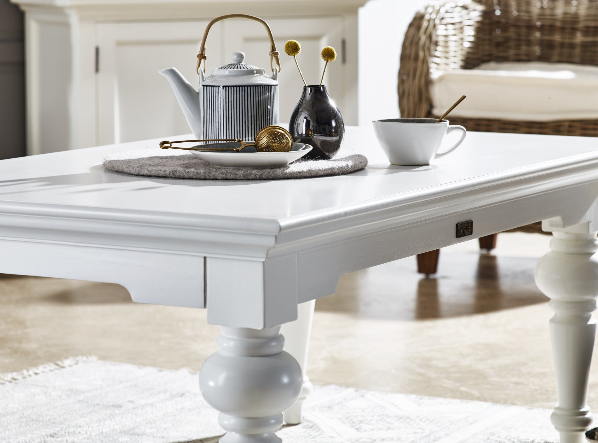 47" White Solid Wood Coffee Table Homeroots Living Room