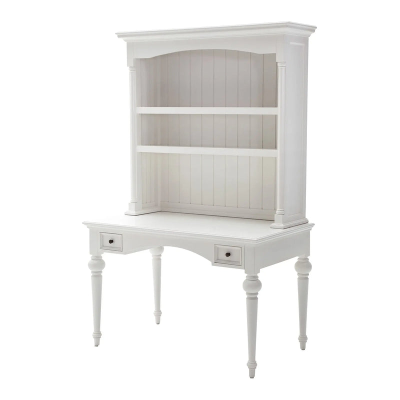 47" White Solid Wood Computer Desk With Hutch With Two Drawers Homeroots Office