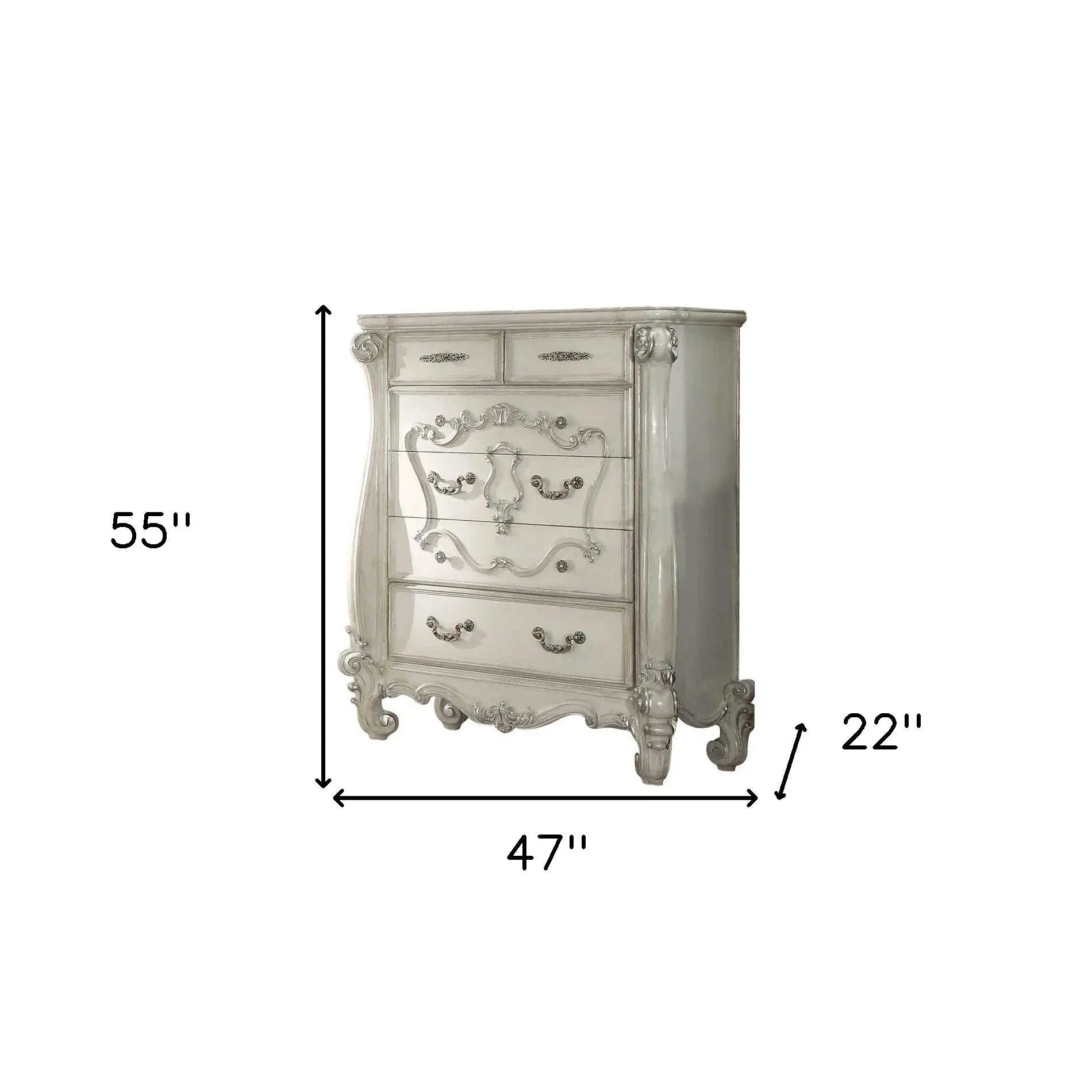 47" White Solid Wood Standard Chest Homeroots Bed & Bath