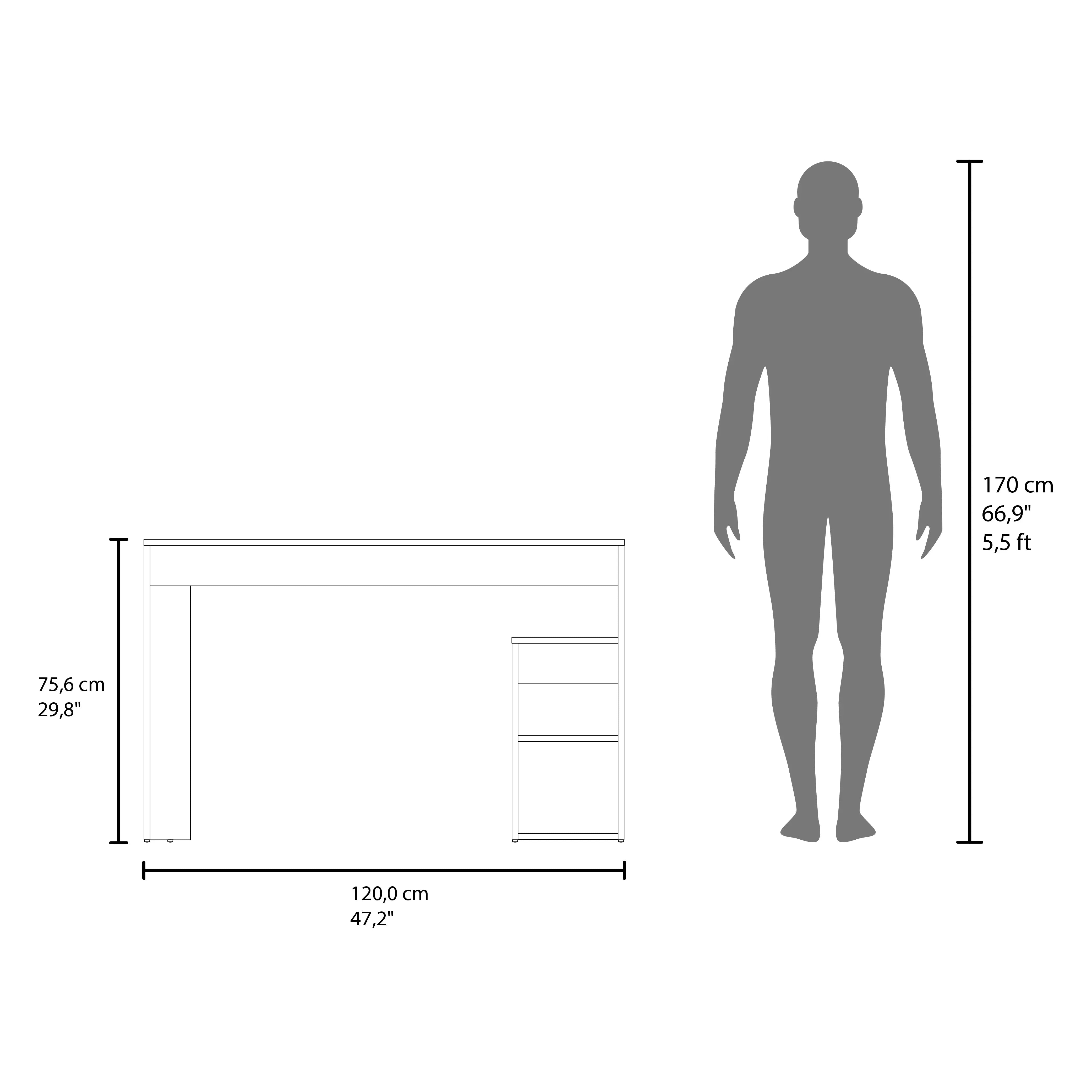 47" White Wood Computer Desk Homeroots