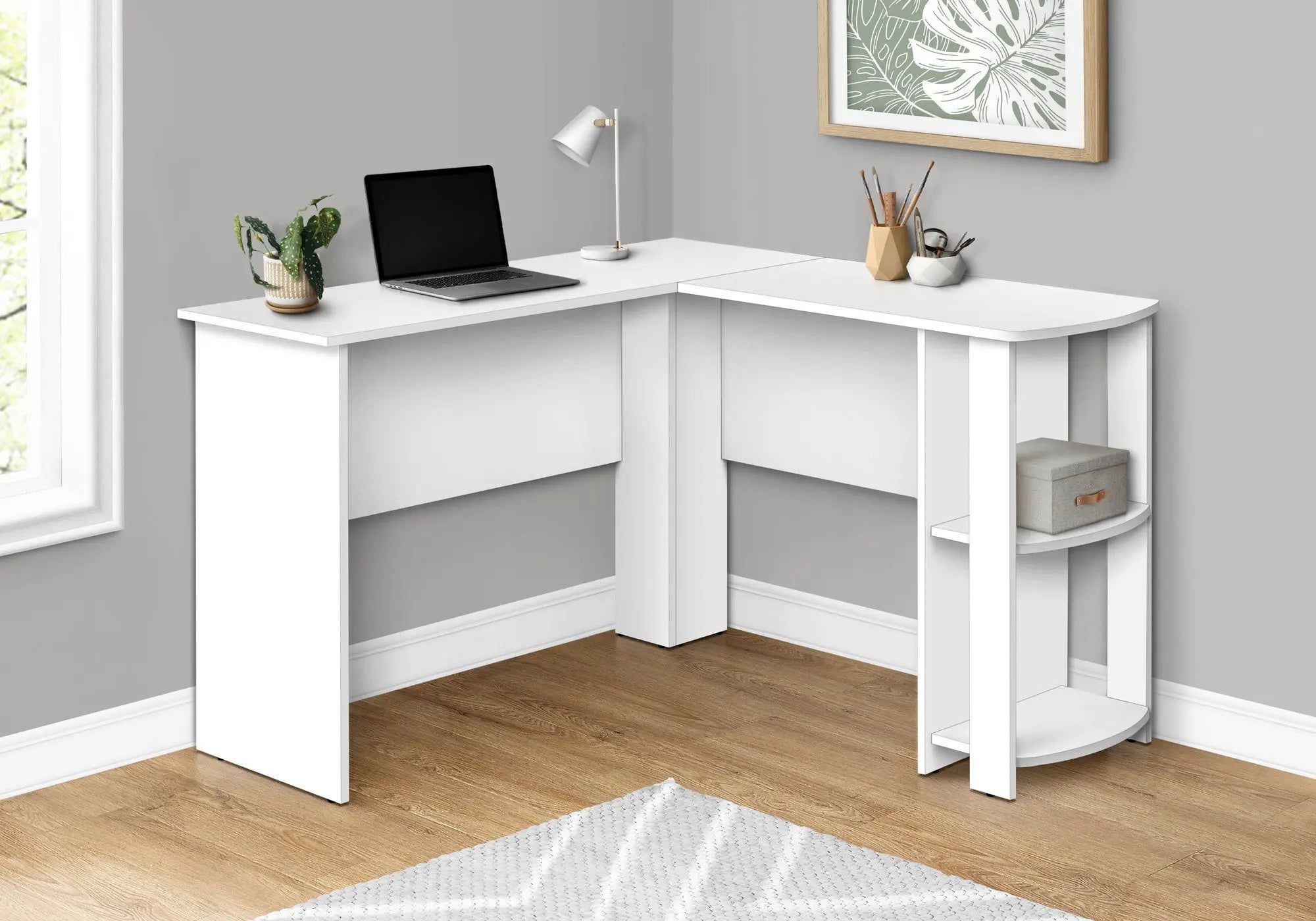 47" White Wood Corner Computer Desk Homeroots Office