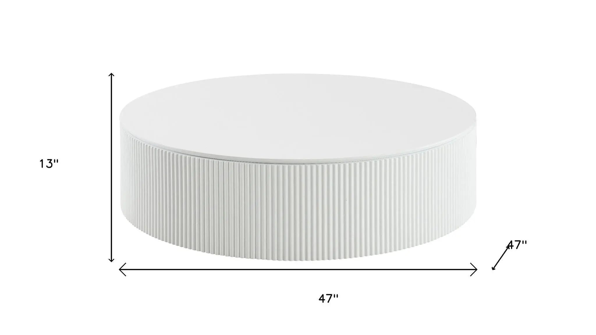 47" White Wood Round Drum Coffee Table Homeroots Living Room
