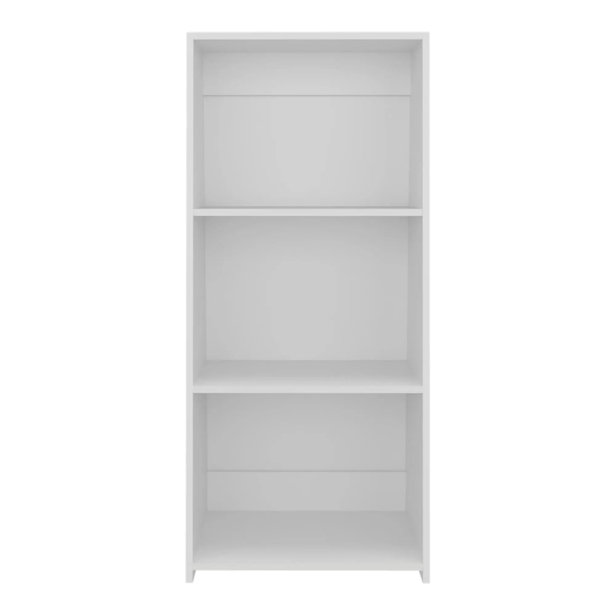 47" White Wood Three Tier Bookcase Homeroots Office